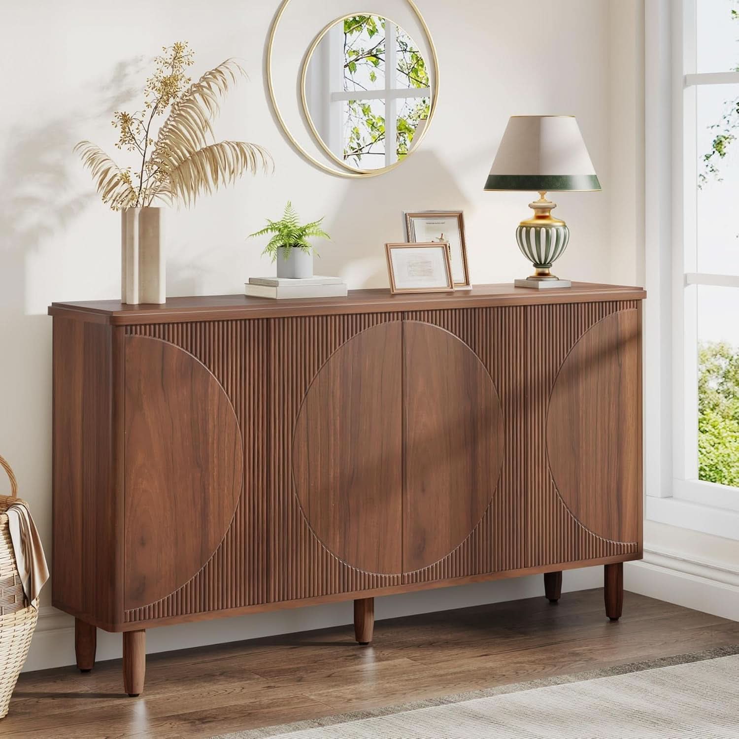 Brown Buffet Cabinet Sideboard With Storage Doors Modern