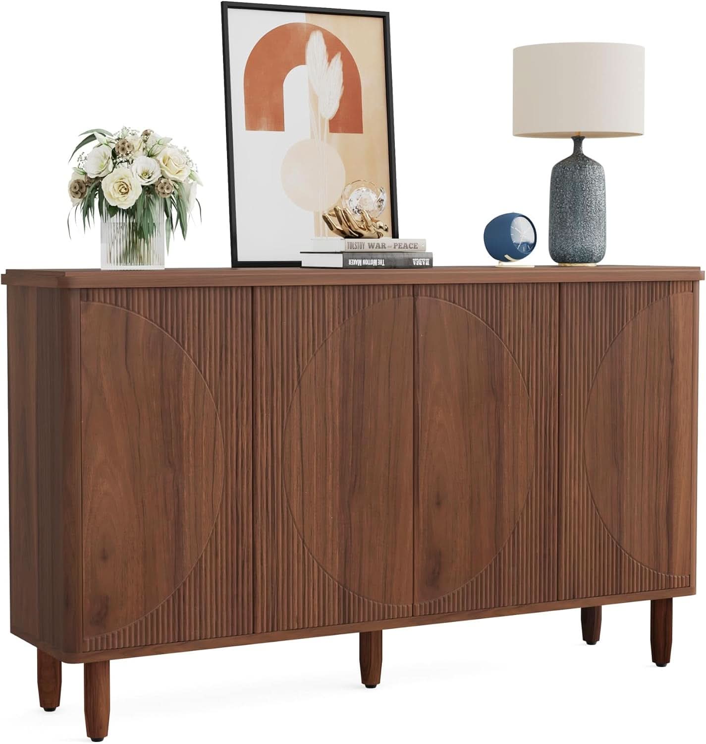 Brown Buffet Cabinet Sideboard With Storage Doors Modern