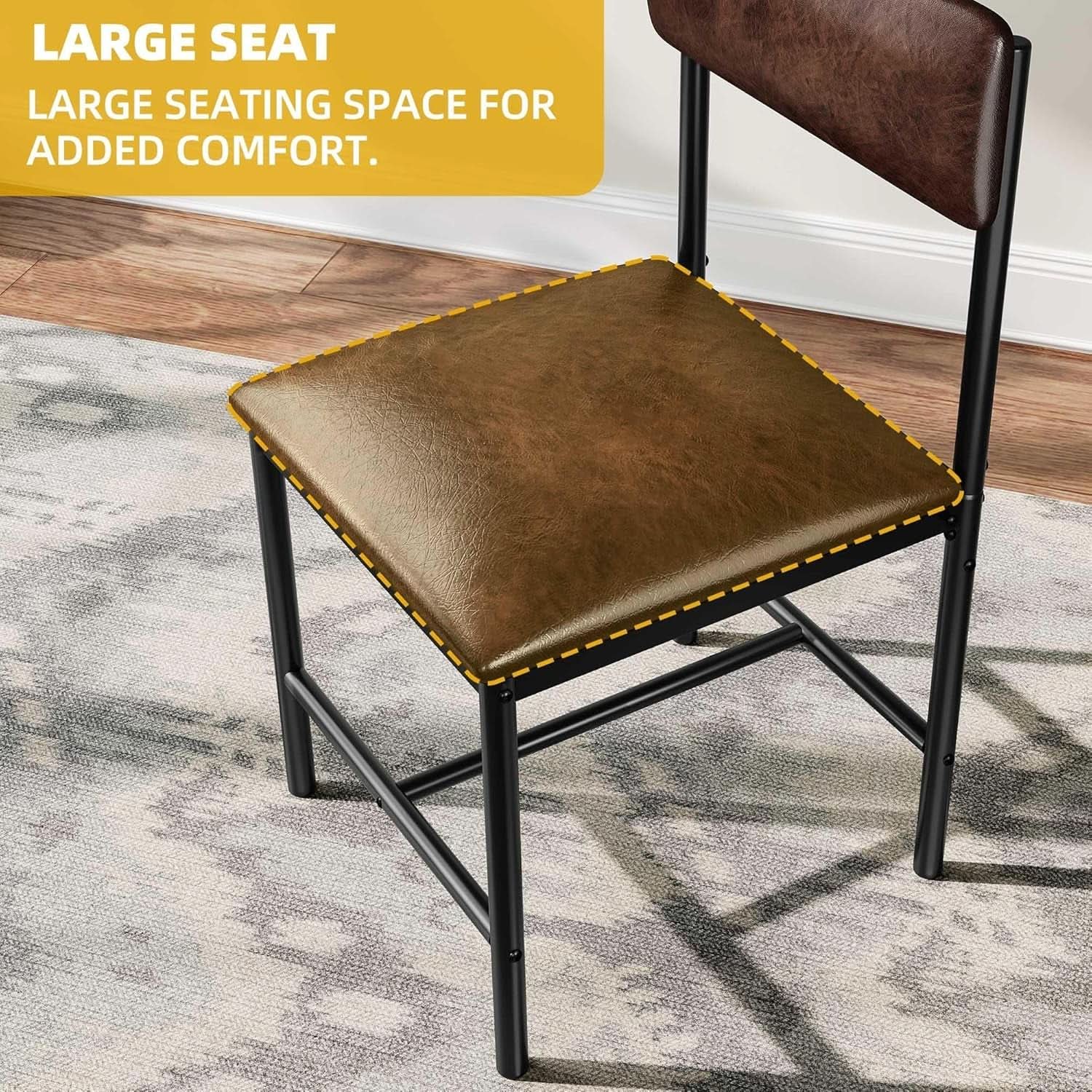 Brown Dining Chairs Set of 4 Upholstered Faux Leather