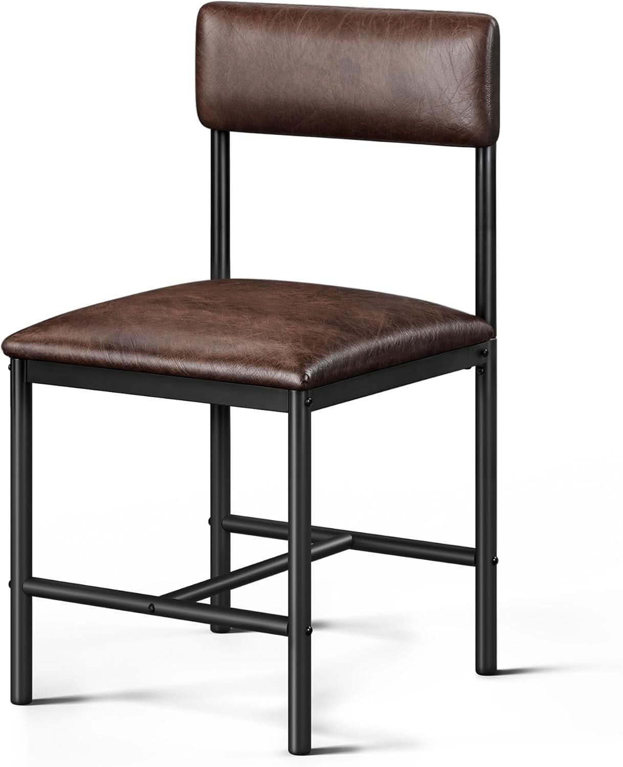 Brown Dining Chairs Set of 4 Upholstered Faux Leather