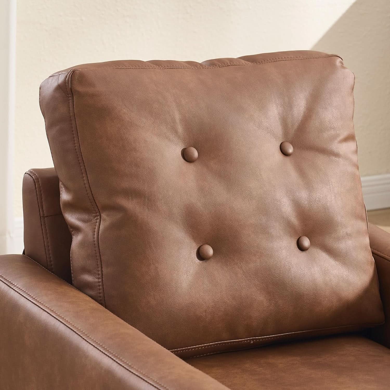 Brown Distinctive Tufted Faux Leather Armchairs Set