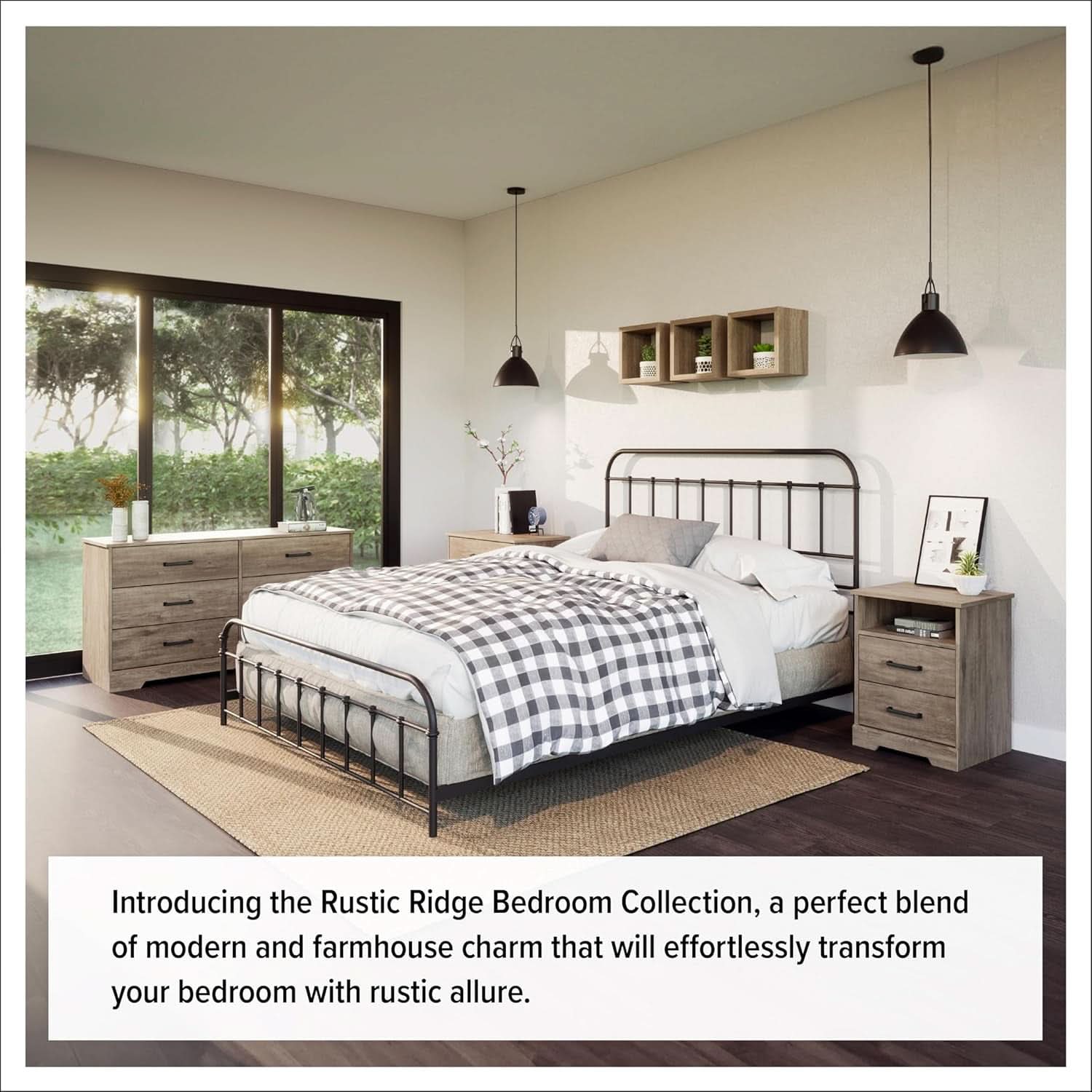 Brown Farmhouse 6 Drawer Dresser For Bedroom Storage