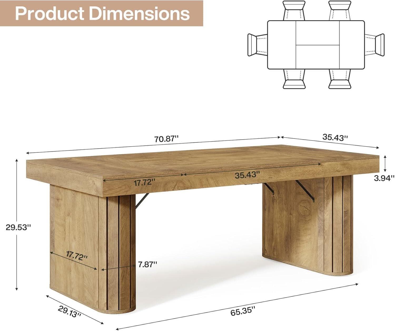 Brown Farmhouse Dining Table With Reinforced Pedestal