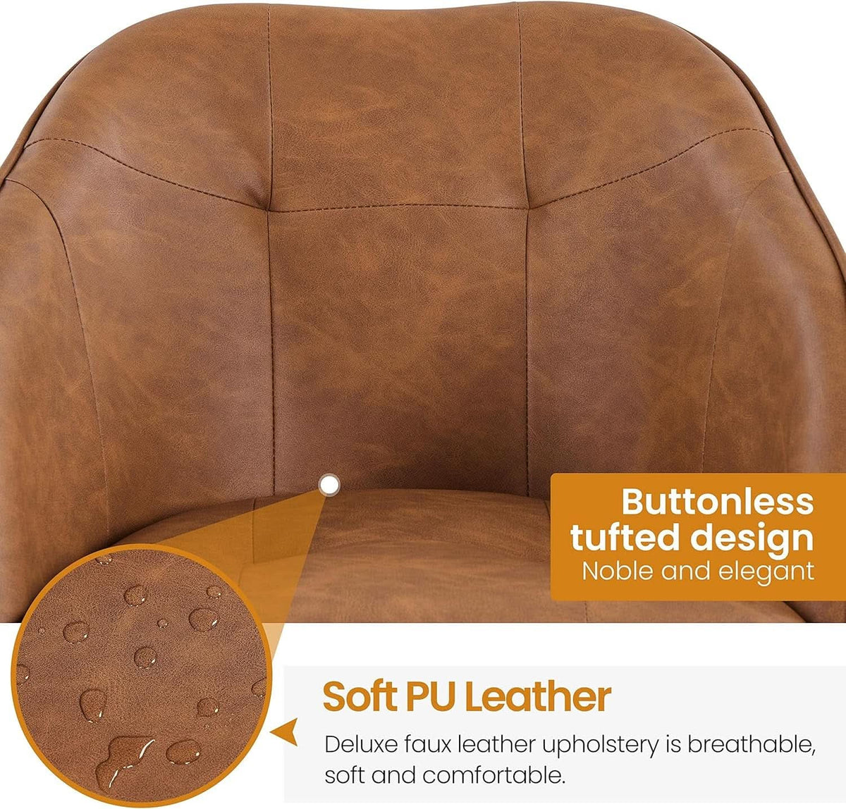 Brown Faux Leather Desk Chair With Adjustable Tilt