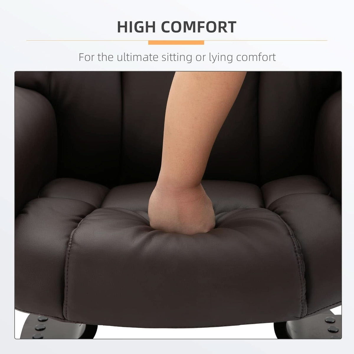 Brown Faux Leather Massage Recliner Chair With Ottoman