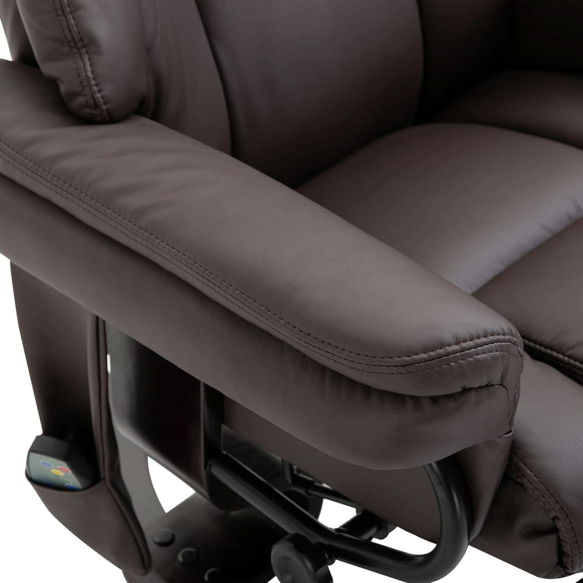 Brown Faux Leather Massage Recliner Chair With Ottoman