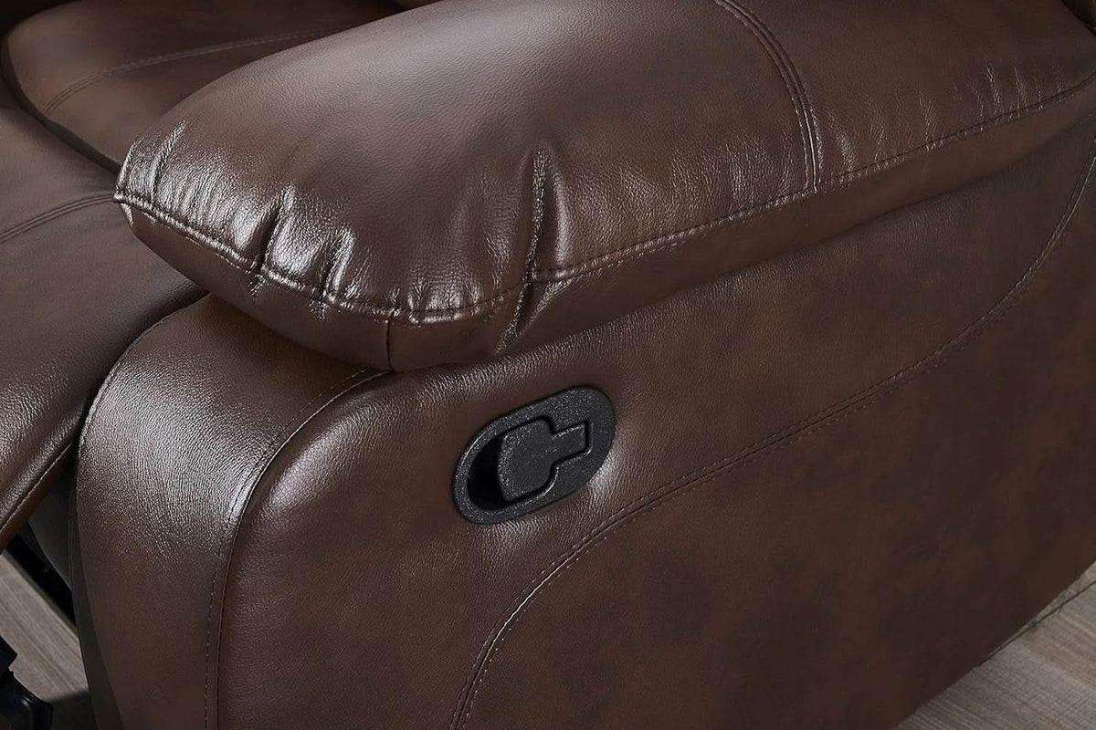 Brown Faux Leather Sofa and Loveseat Set Two Piece