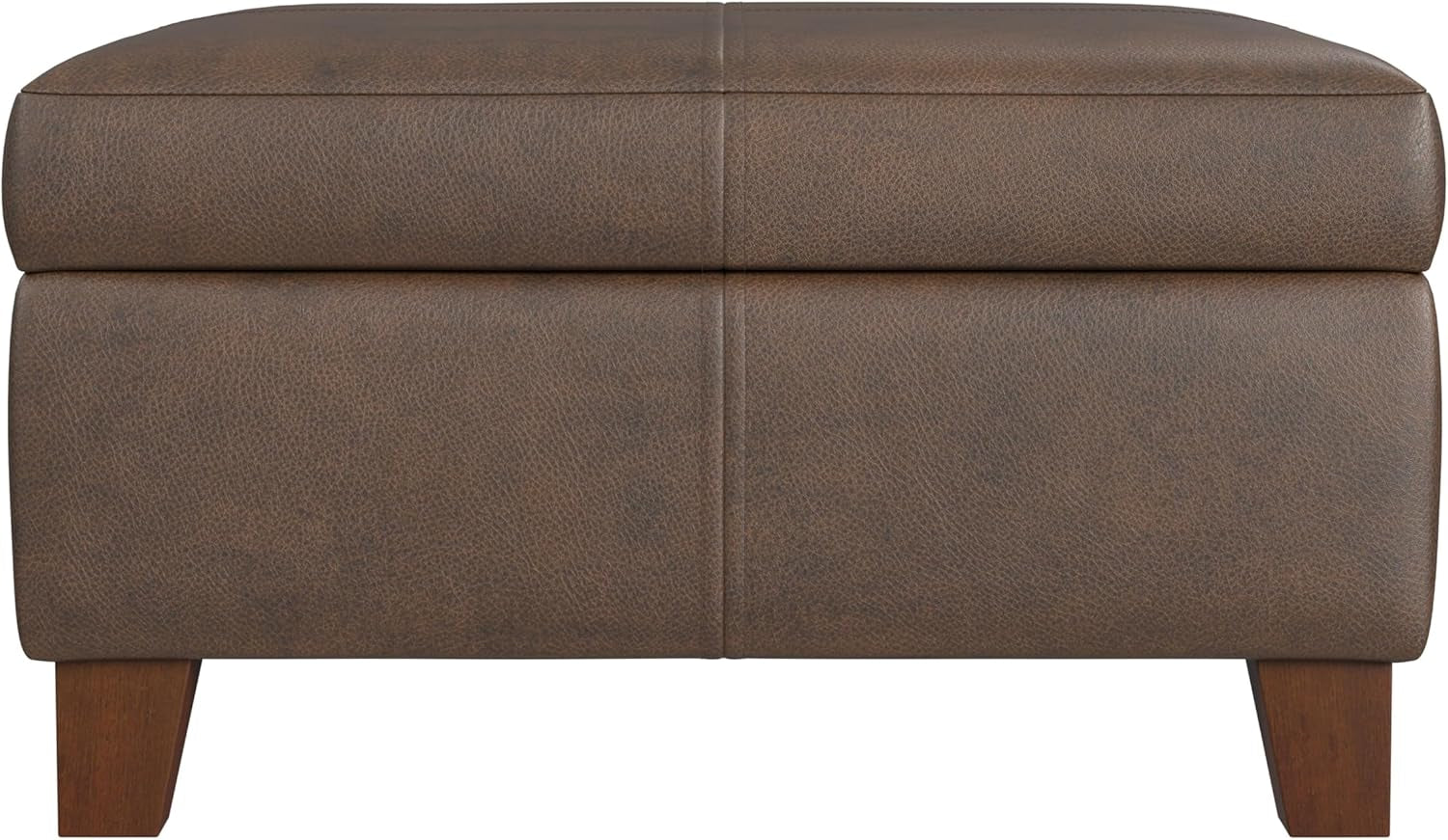 Brown Faux Leather Square Storage Ottoman Oversized
