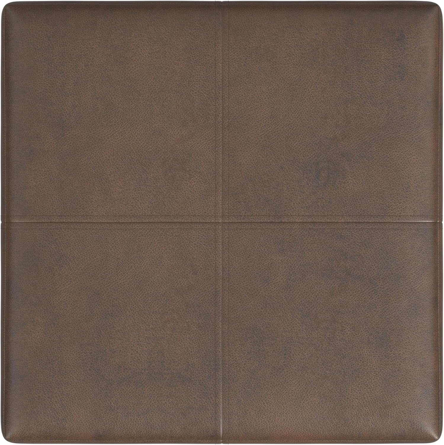 Brown Faux Leather Square Storage Ottoman Oversized