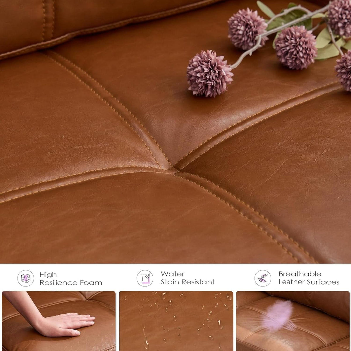 Brown Faux Leather Upholstered Accent Chair Oversized
