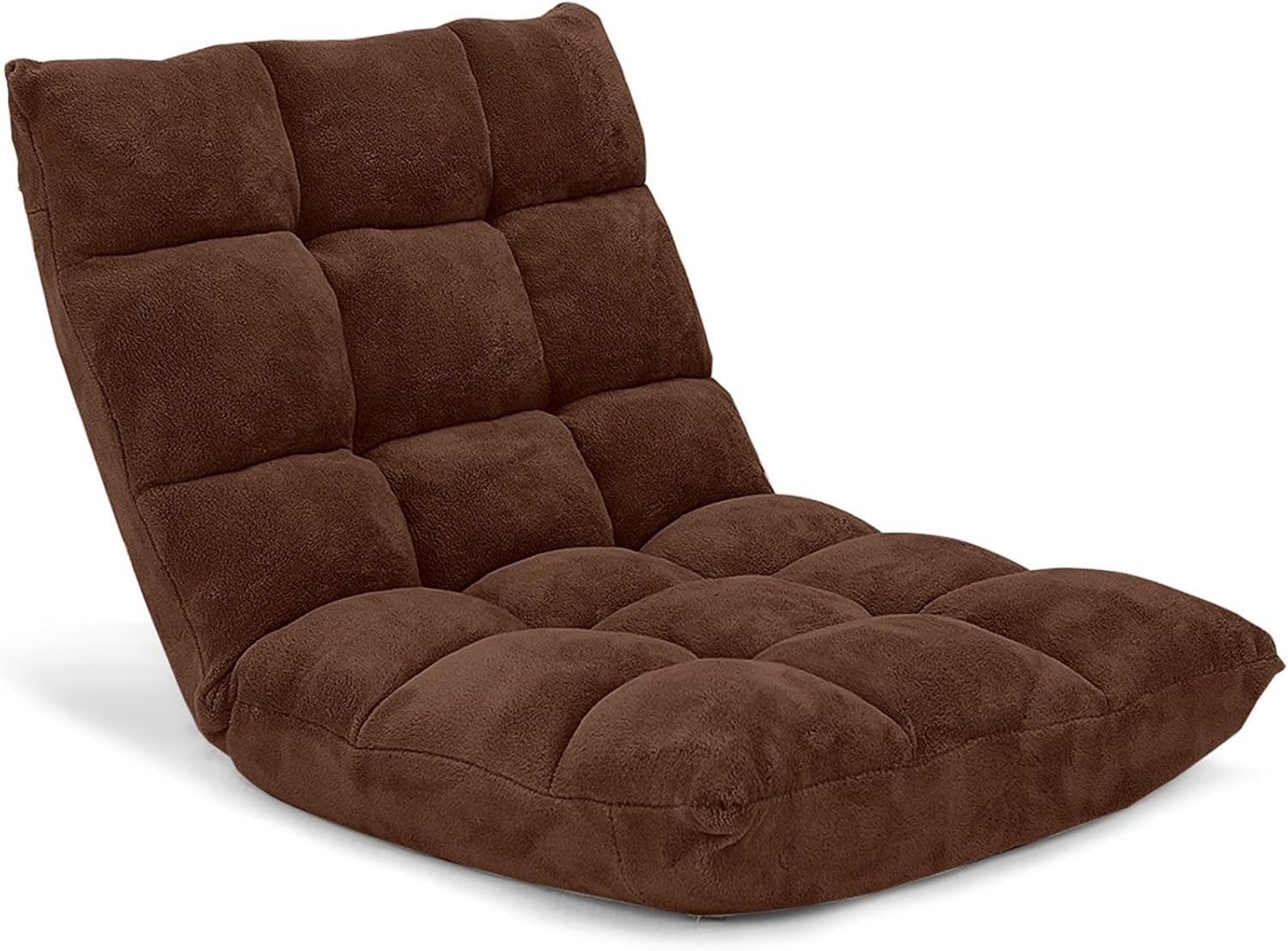 Brown Floor Chair With 14-Position Back Support Cushioned