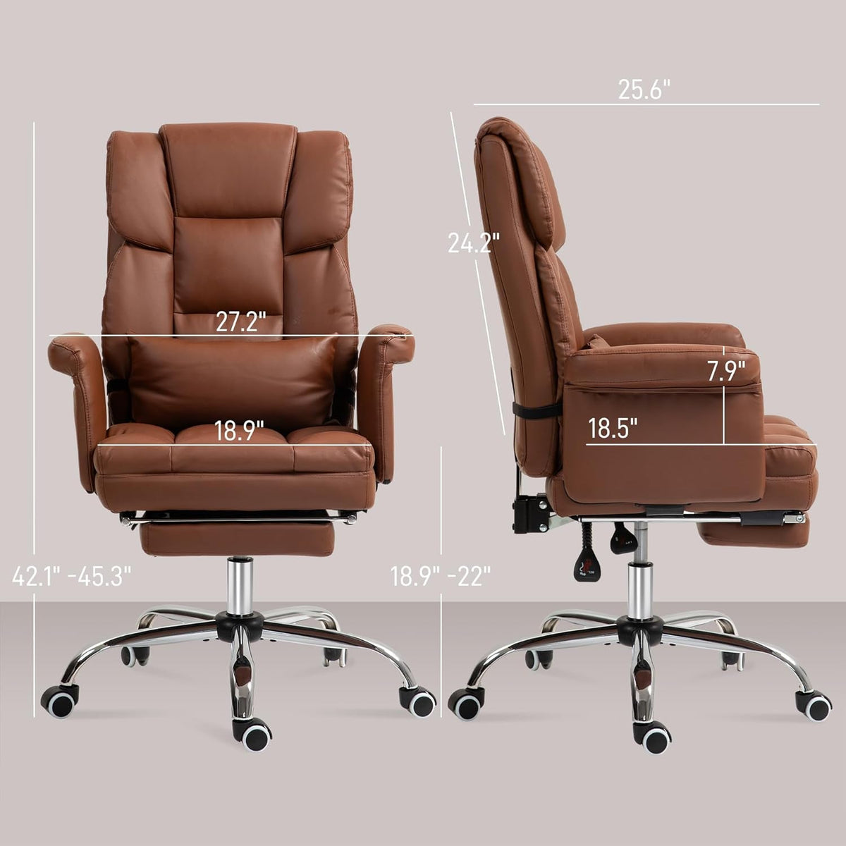 Brown Footrest Executive Office Chair For Desk And Home