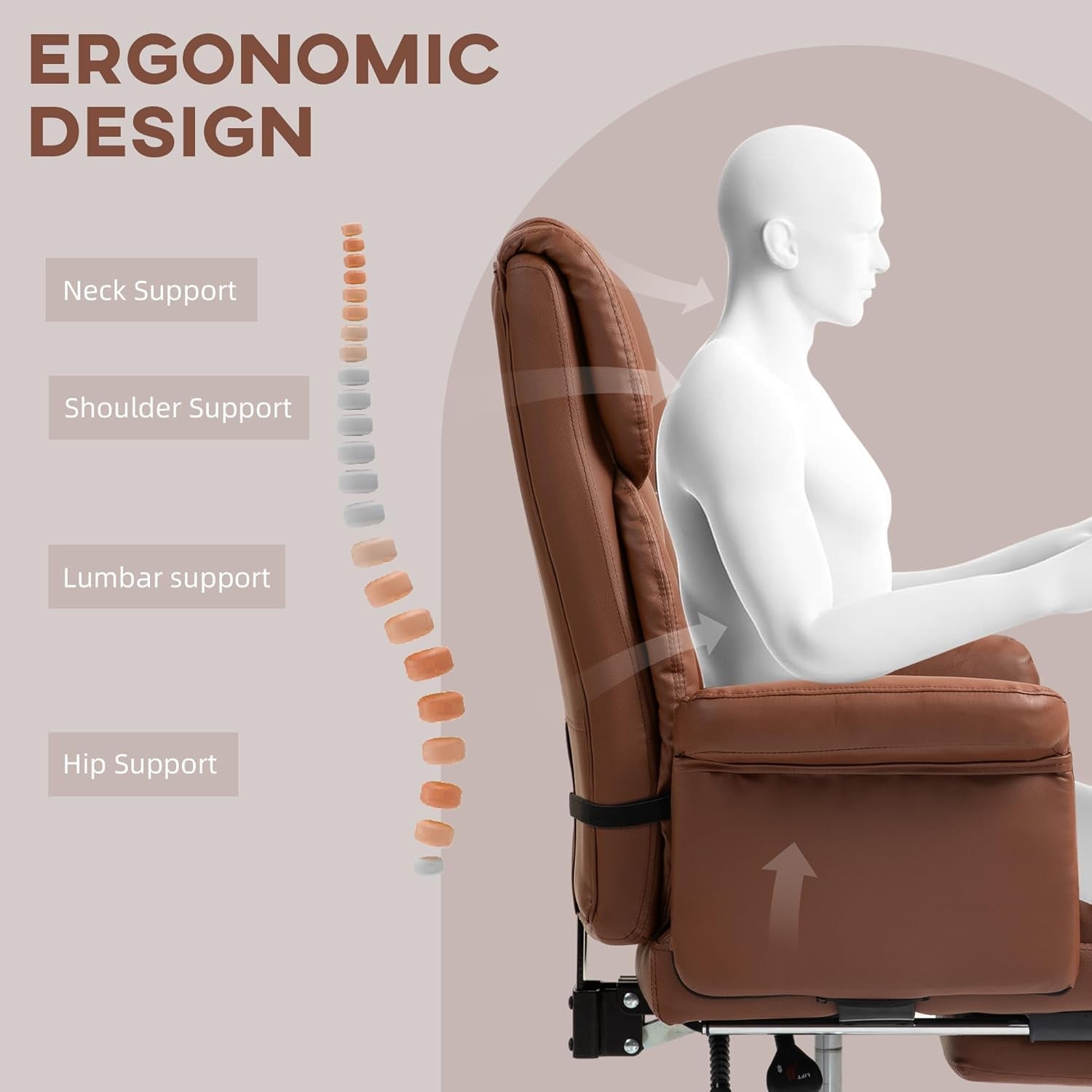 Brown Footrest Executive Office Chair For Desk And Home