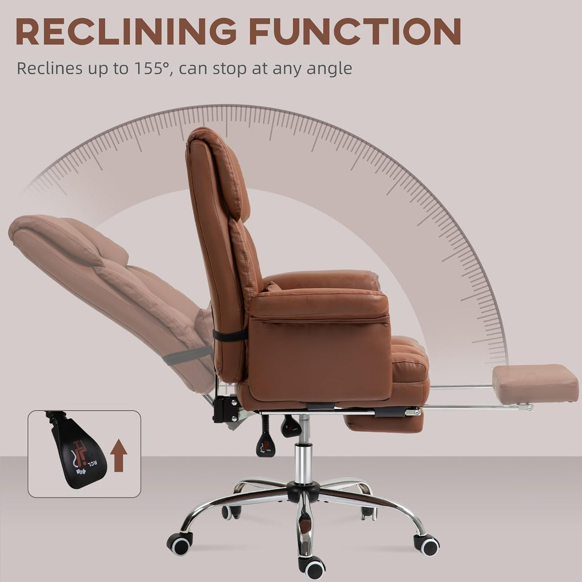 Brown Footrest Executive Office Chair For Desk And Home