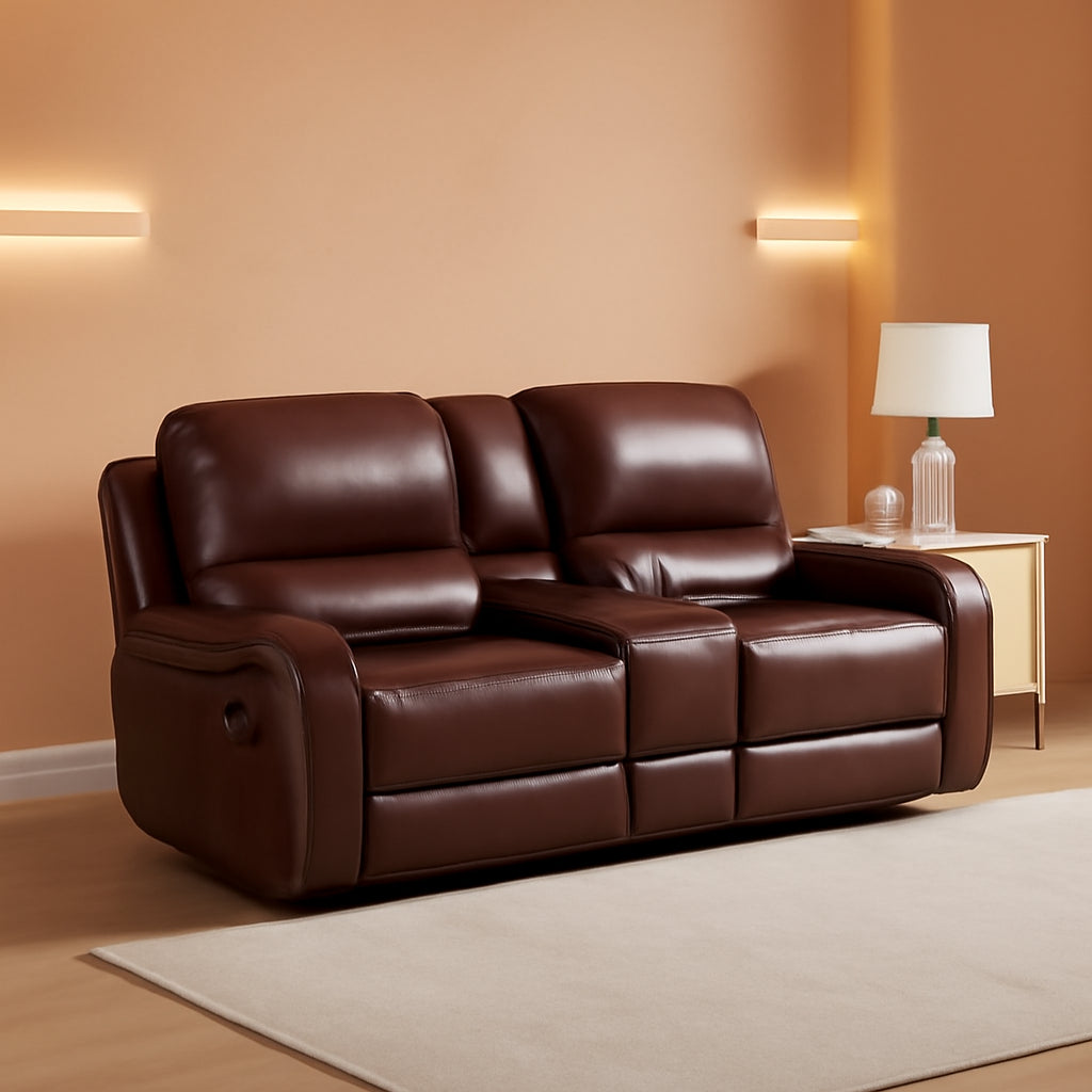 Brown Glider Recliner Loveseat With USB Charging Console