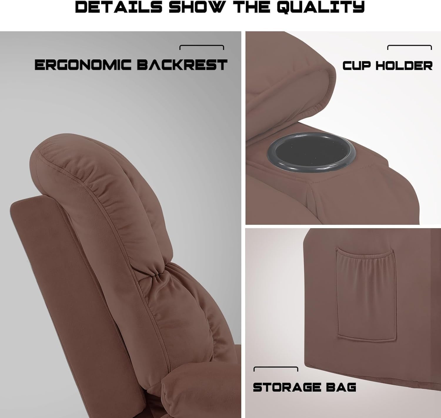 Brown Heated Massage Recliner With Ergonomic Support