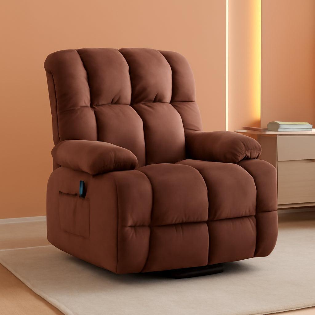 Brown Heated Massage Recliner With Ergonomic Support
