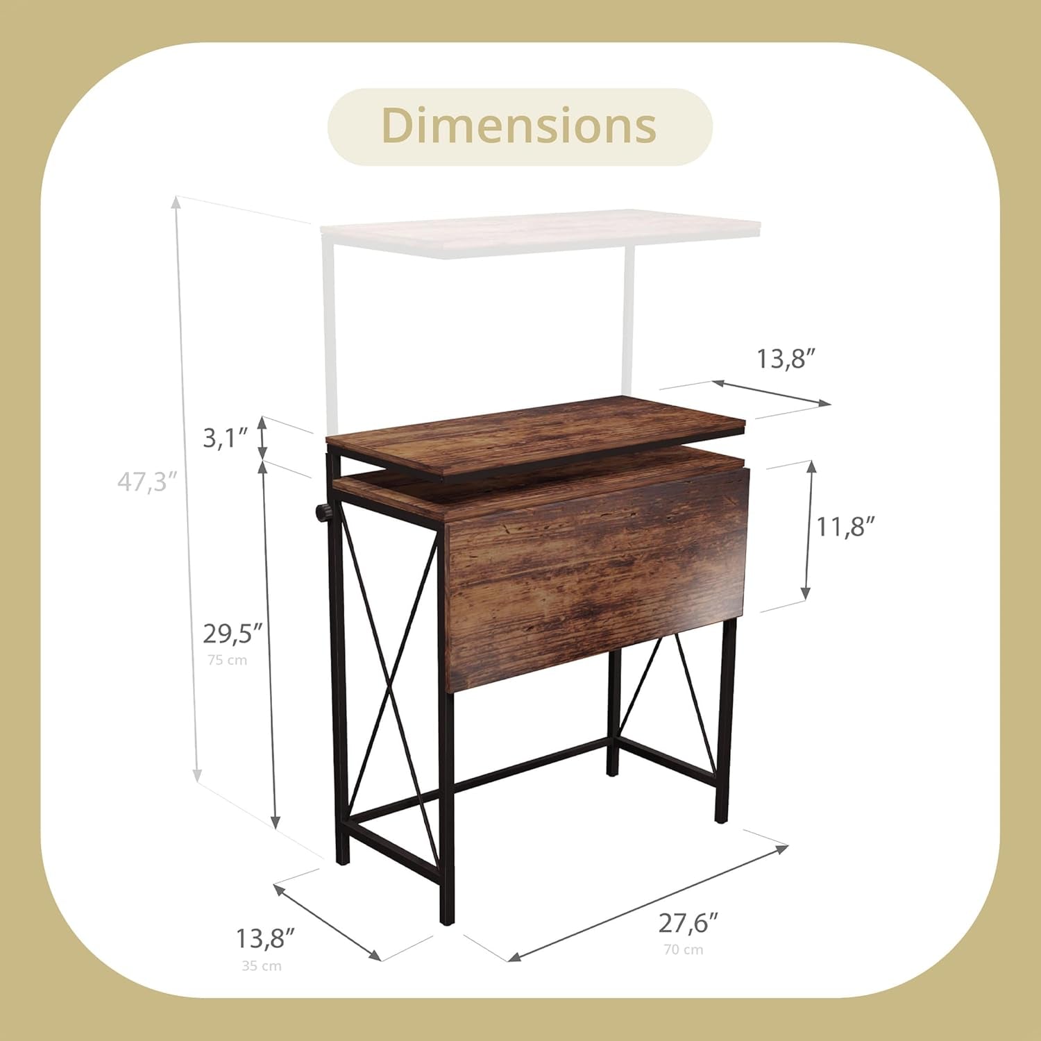 Brown Height Adjustable Small Standing Desk For Home Office