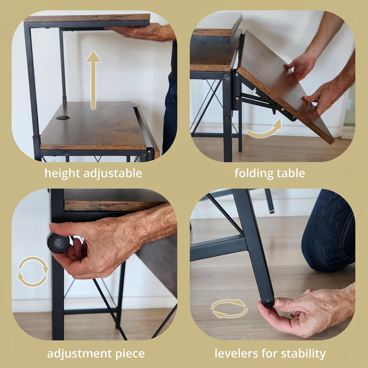 Brown Height Adjustable Small Standing Desk For Home Office
