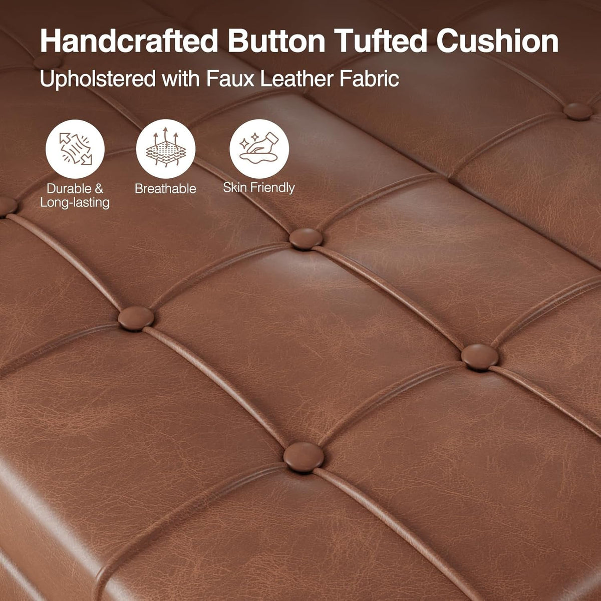 Brown Industrial Strength Leather Storage Ottoman Lift Top