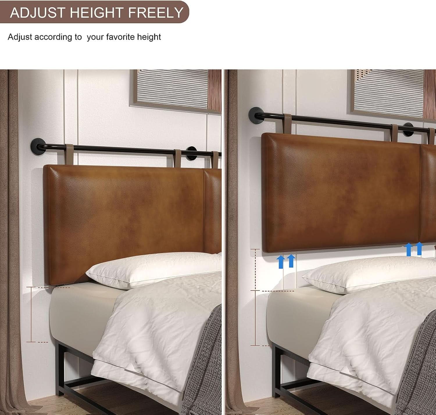 Brown King Size Wall Mounted PU Leather Headboard
