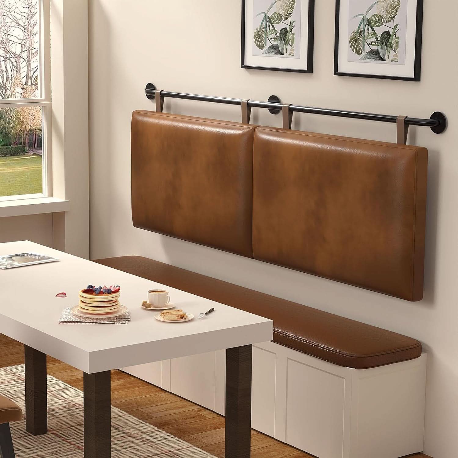 Brown King Size Wall Mounted PU Leather Headboard