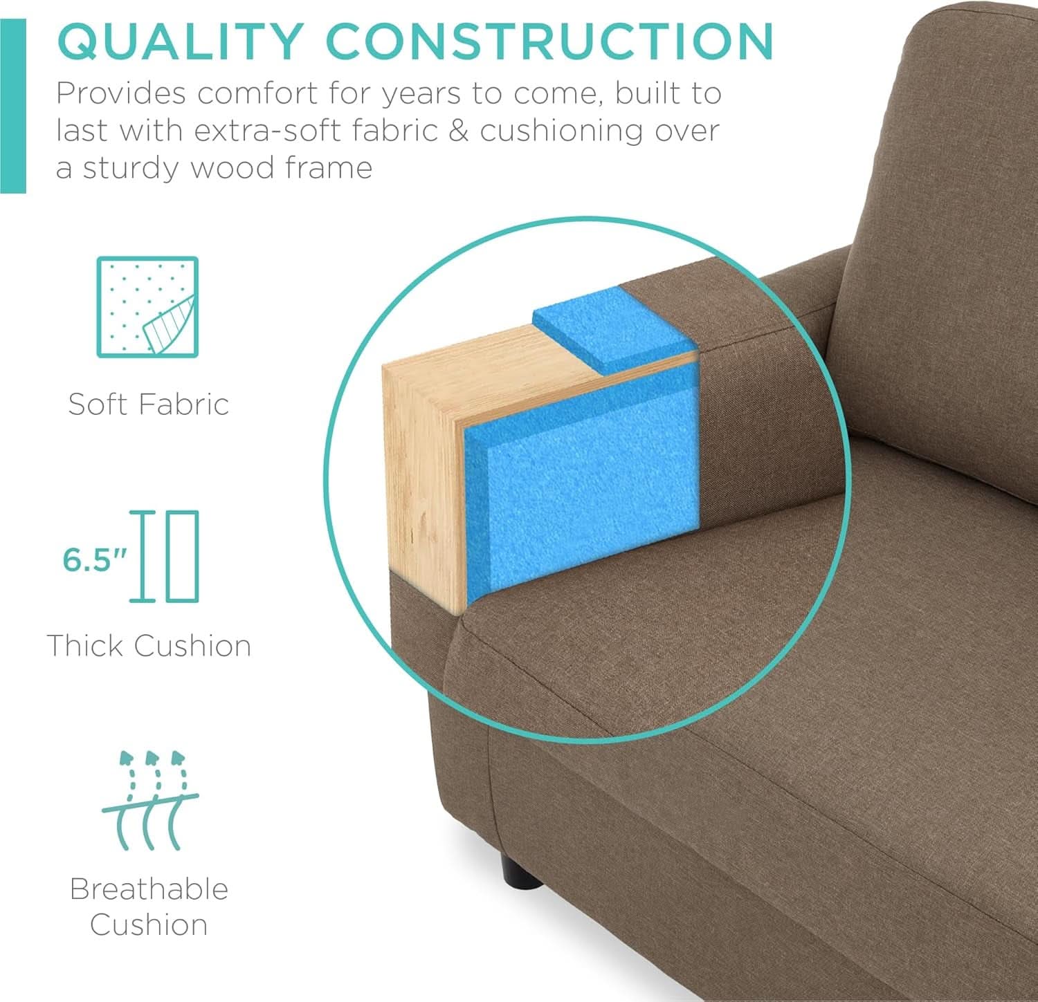 Brown L Shape Sectional Sofa With Reversible Ottoman