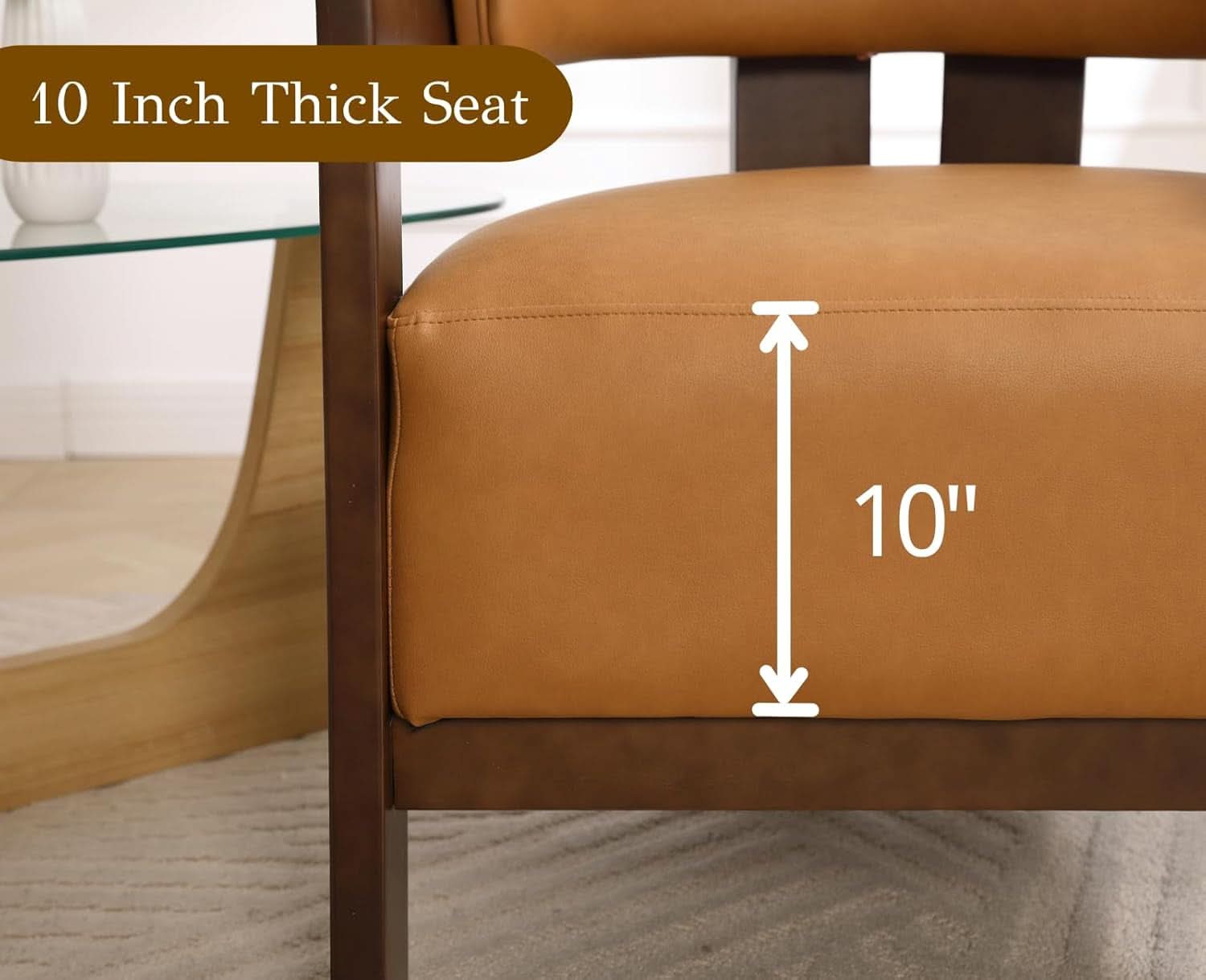 Brown Leather Barrel Chair Midcentury Upholstered WoodenLegs