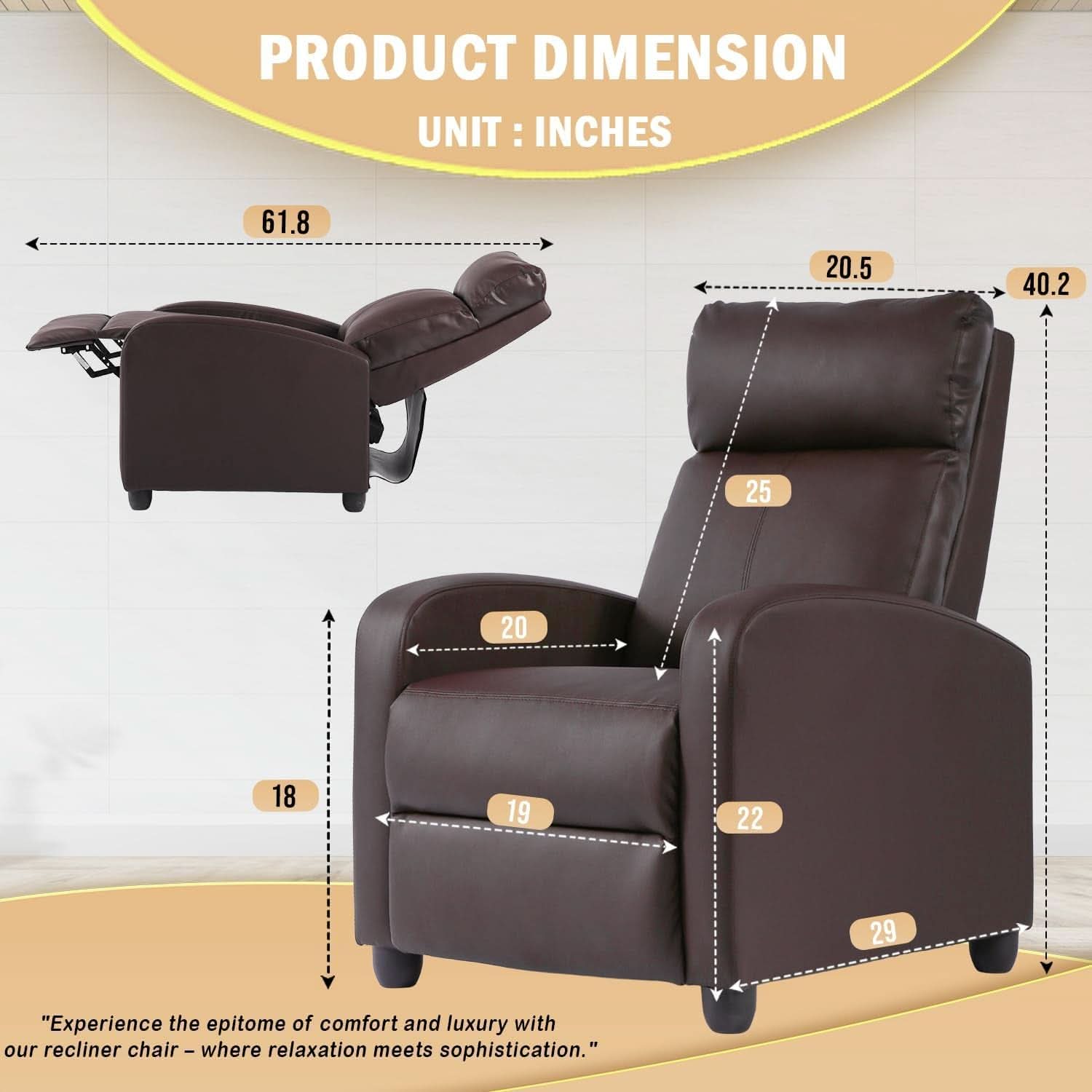 Brown Leather Recliner Chair With Adjustable Lumbar Support