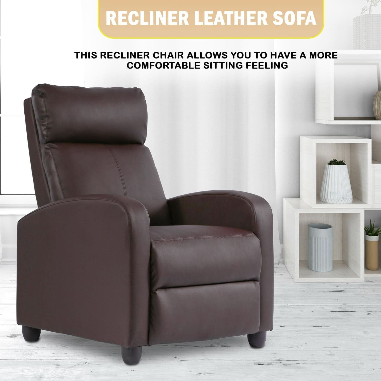 Brown Leather Recliner Chair With Adjustable Lumbar Support