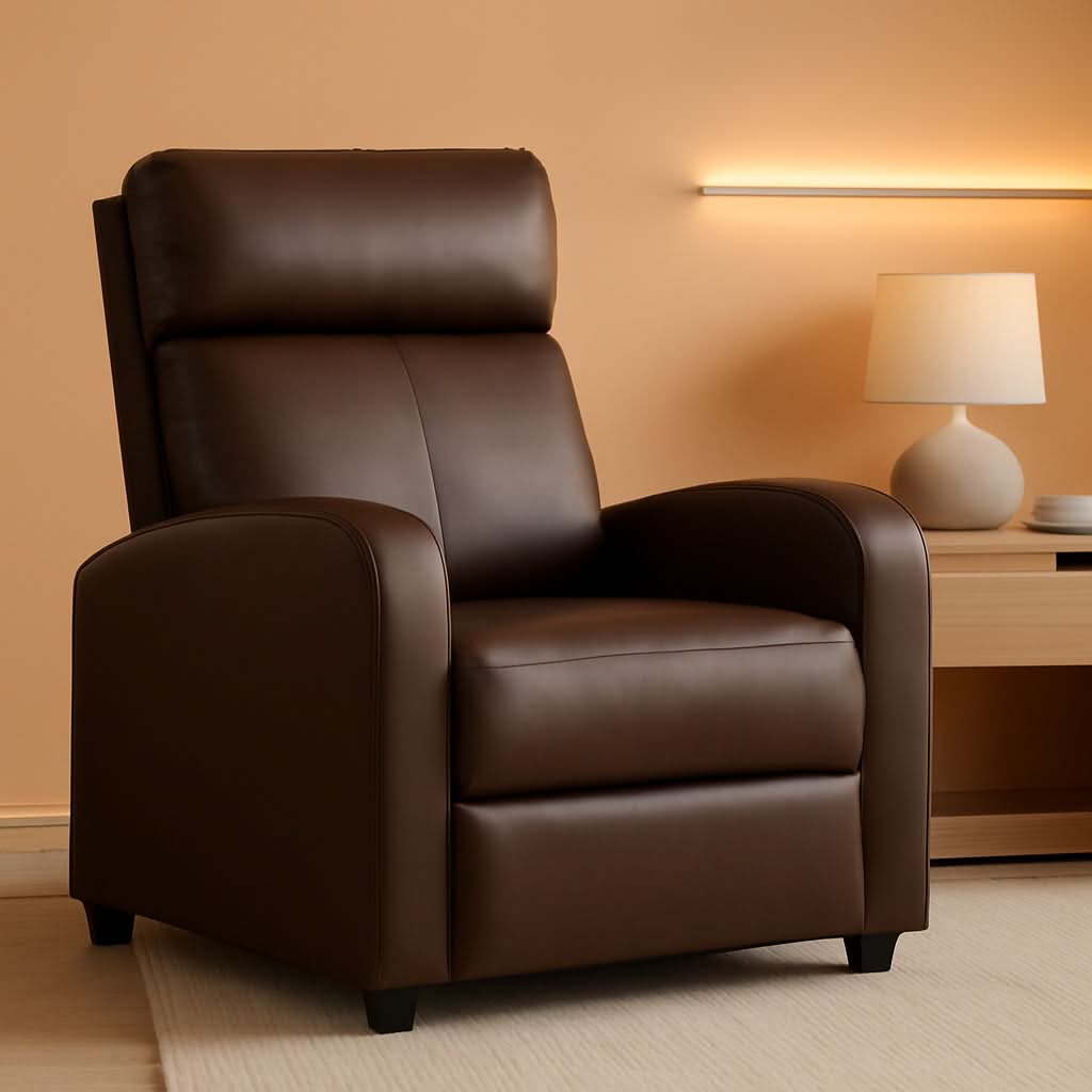 Brown Leather Recliner Chair With Adjustable Lumbar Support