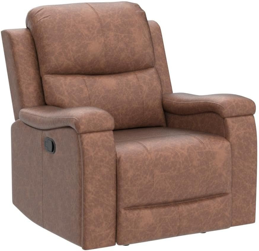 Brown Leather Recliner Chair With Concealed Cup Holders