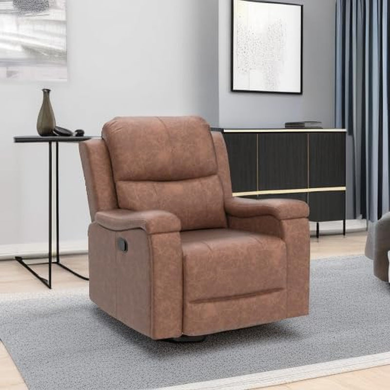 Brown Leather Recliner Chair With Concealed Cup Holders