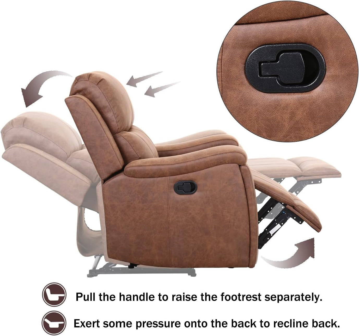 Brown Leather Recliner Chair With Concealed Cup Holders