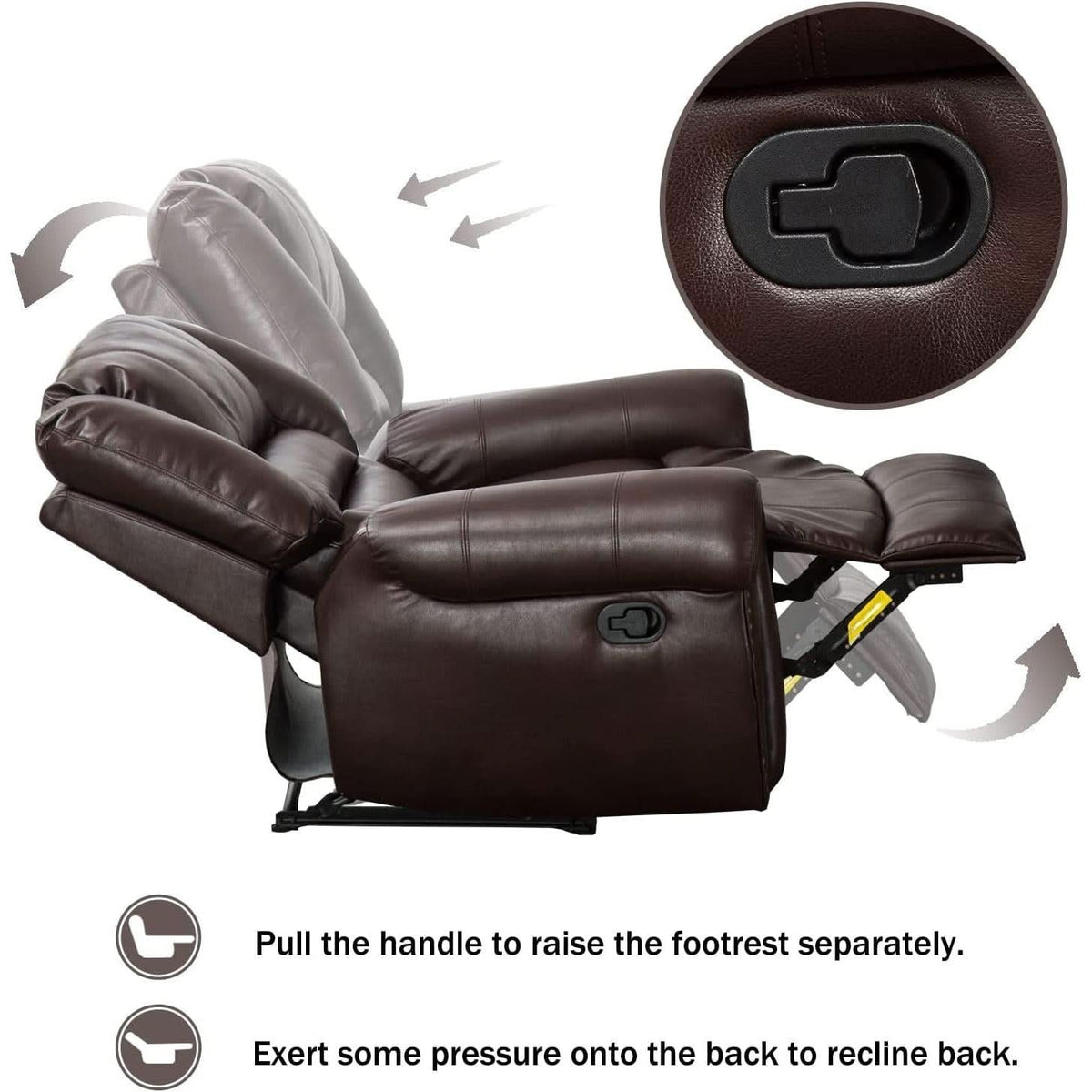 Brown Leather Recliner Chair With Traditional Style