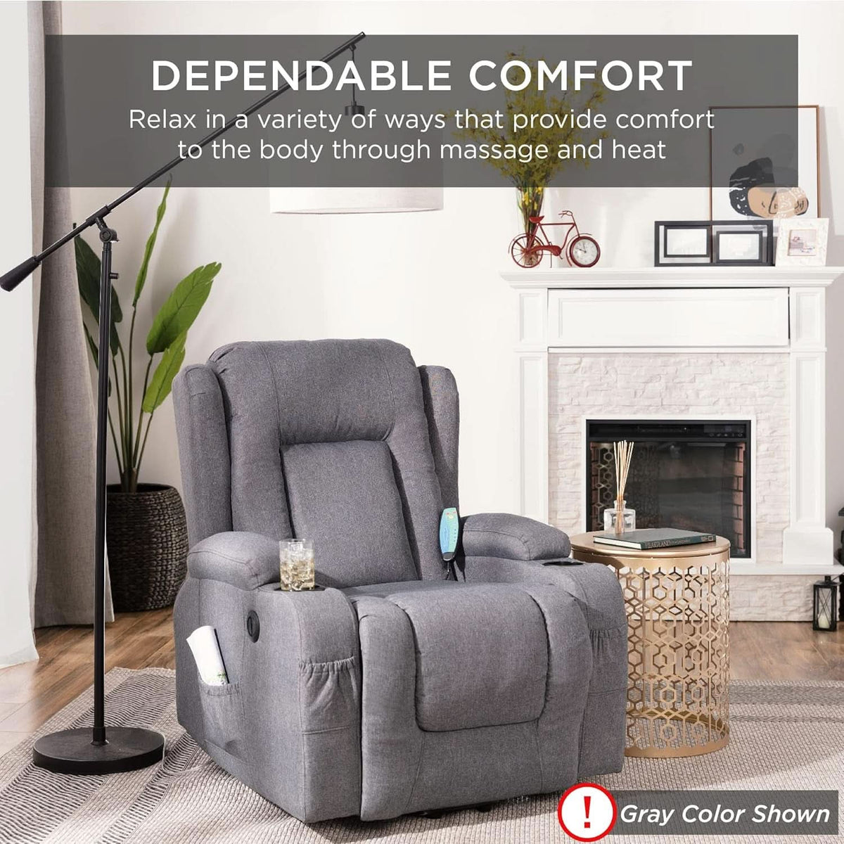 Brown Lift Recliner Chair With Massage And USB Port