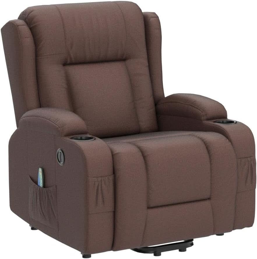 Brown Lift Recliner Chair With Massage And USB Port