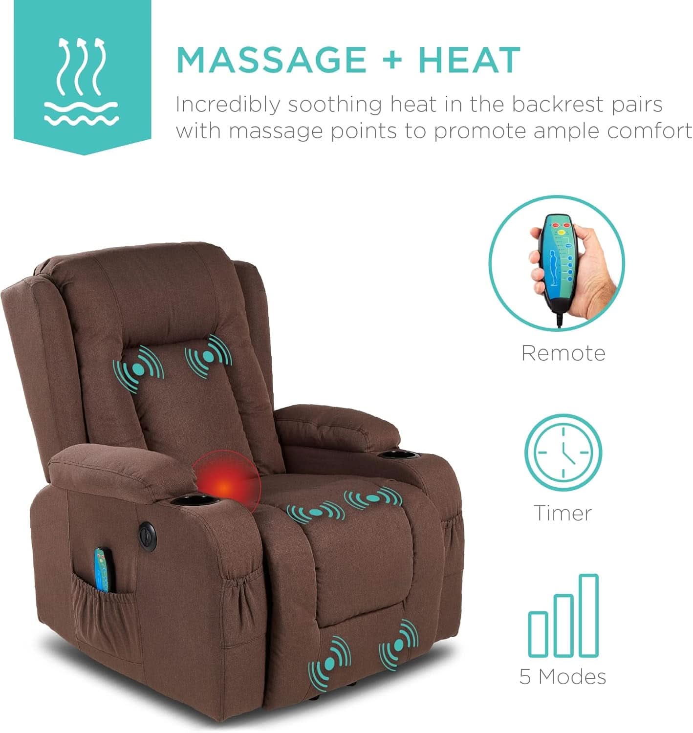 Brown Lift Recliner Chair With Massage And USB Port