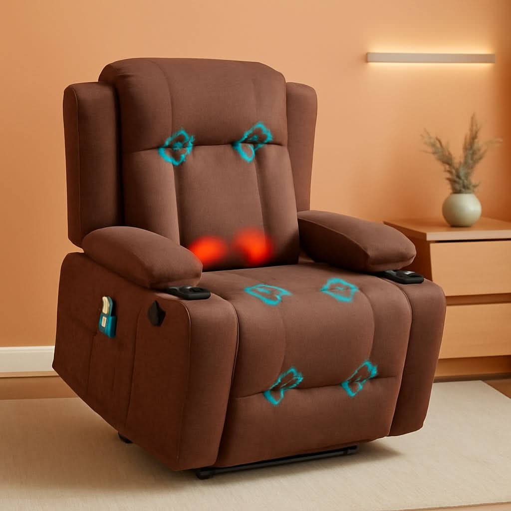 Brown Lift Recliner Chair With Massage And USB Port
