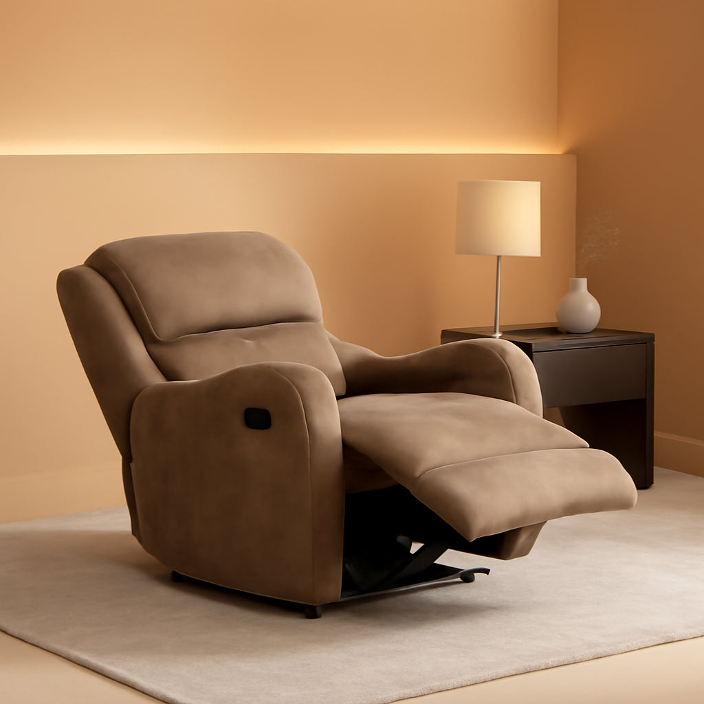 Brown Manual Wall Hugger Recliner Chair For Living Room