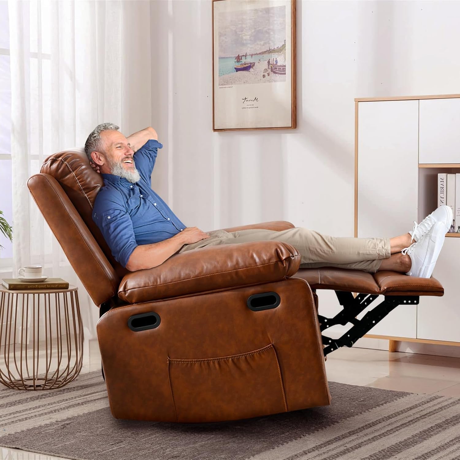 Brown Massage Recliner Chair With Remote For Living Room