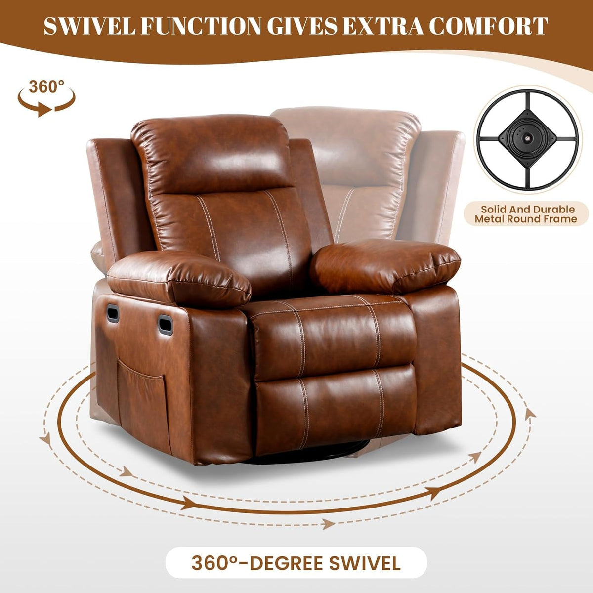 Brown Massage Recliner Chair With Remote For Living Room
