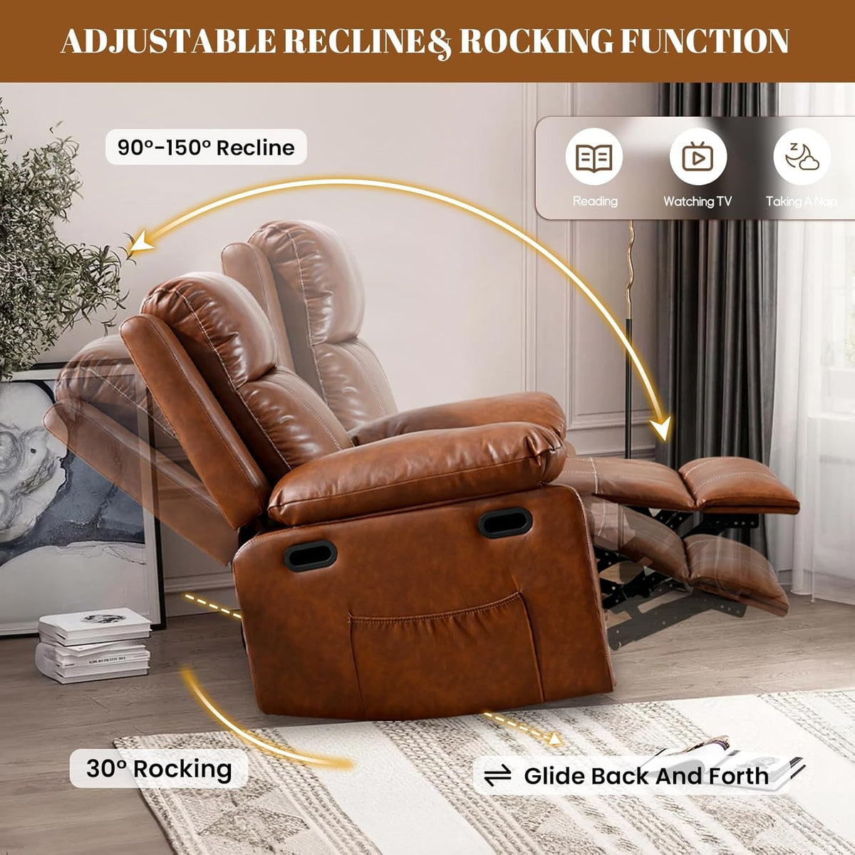 Brown Massage Recliner Chair With Remote For Living Room