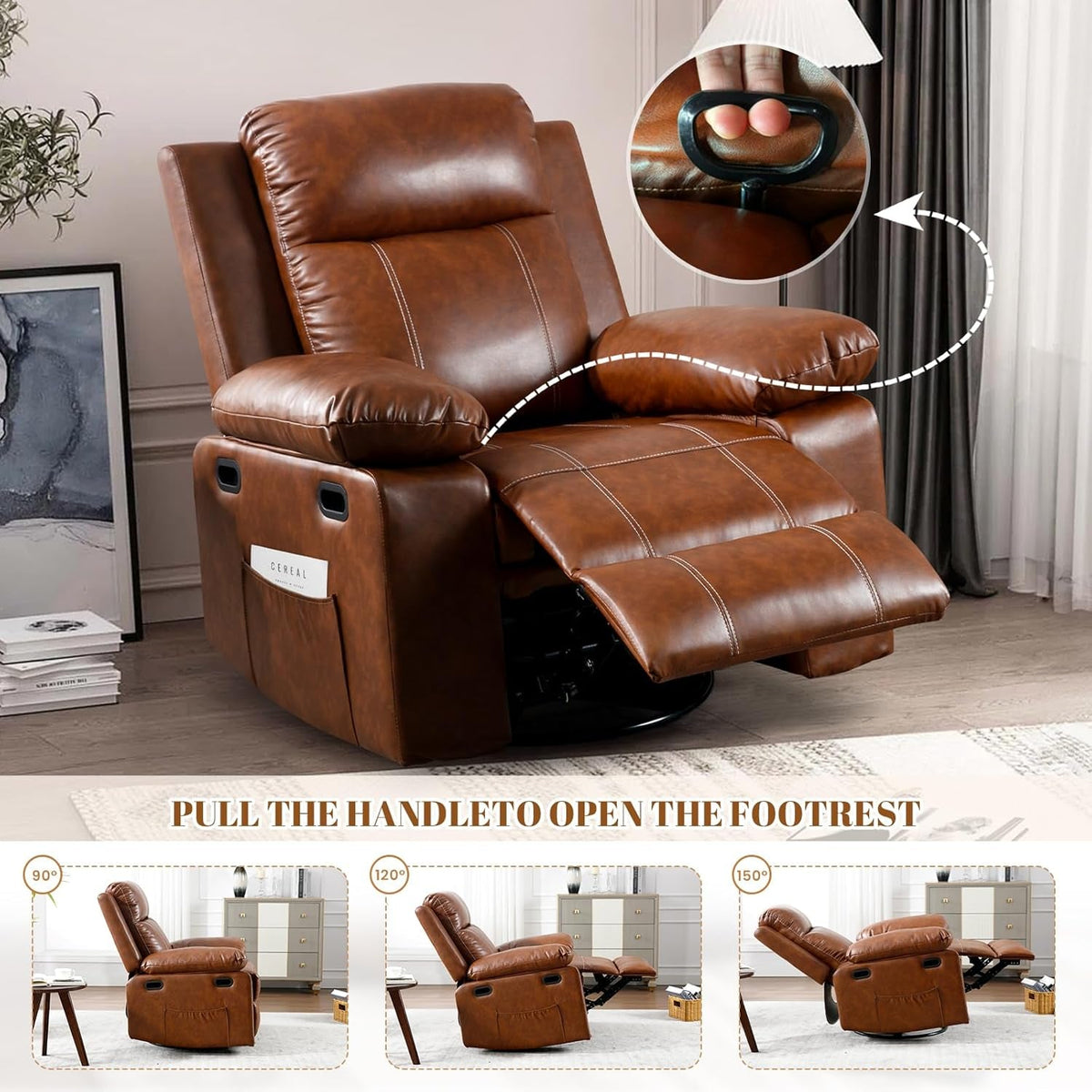 Brown Massage Recliner Chair With Remote For Living Room