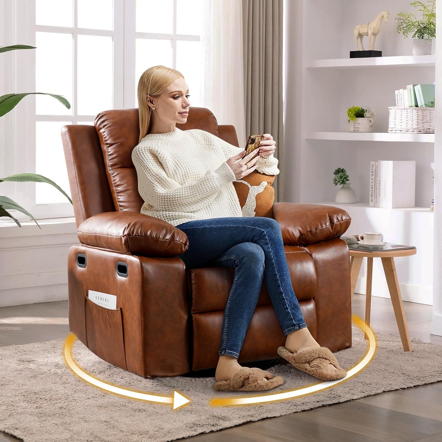 Brown Massage Recliner Chair With Remote For Living Room