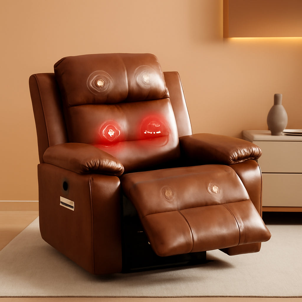 Brown Massage Recliner Chair With Remote For Living Room