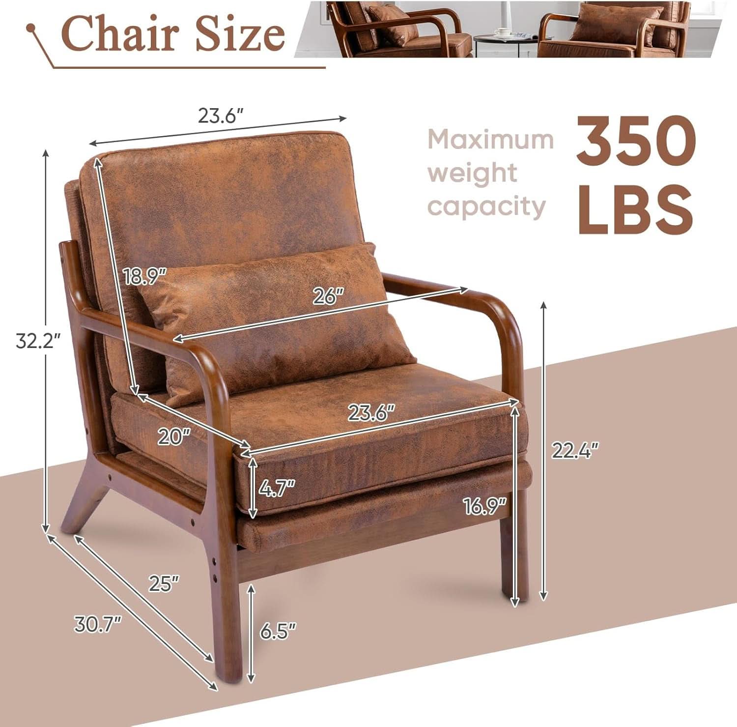 Brown Microfiber Midcentury Modern Accent Chair Set