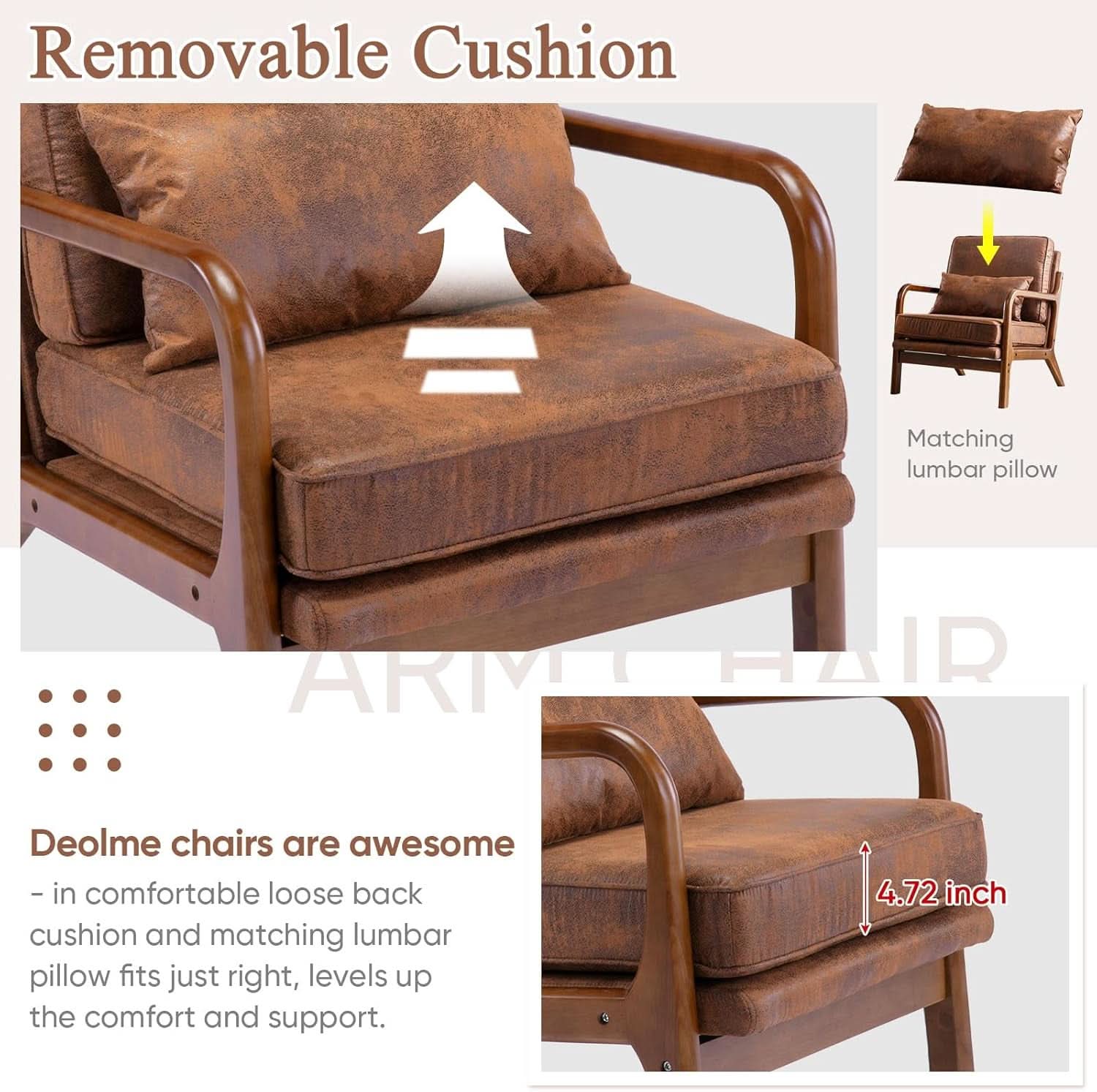 Brown Microfiber Midcentury Modern Accent Chair Set