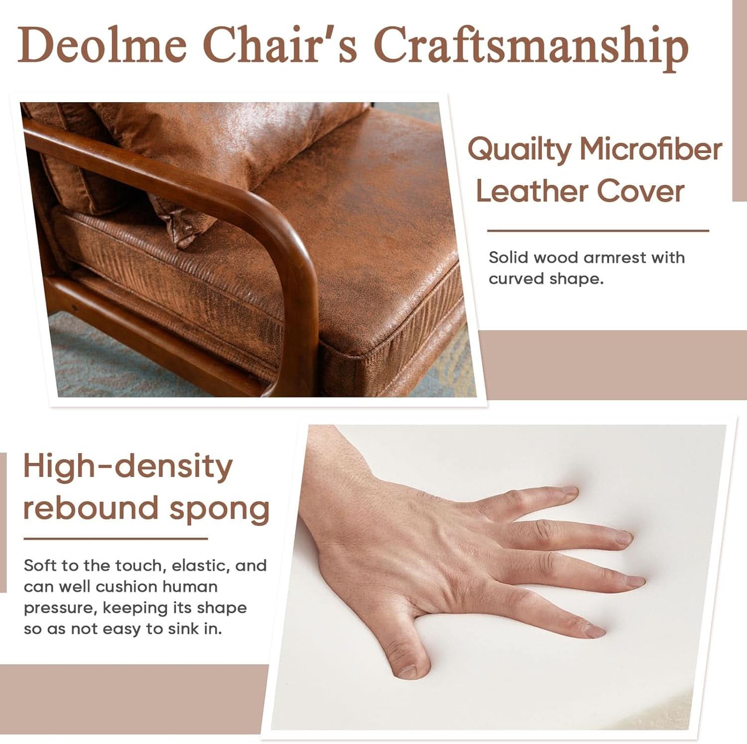 Brown Microfiber Midcentury Modern Accent Chair Set