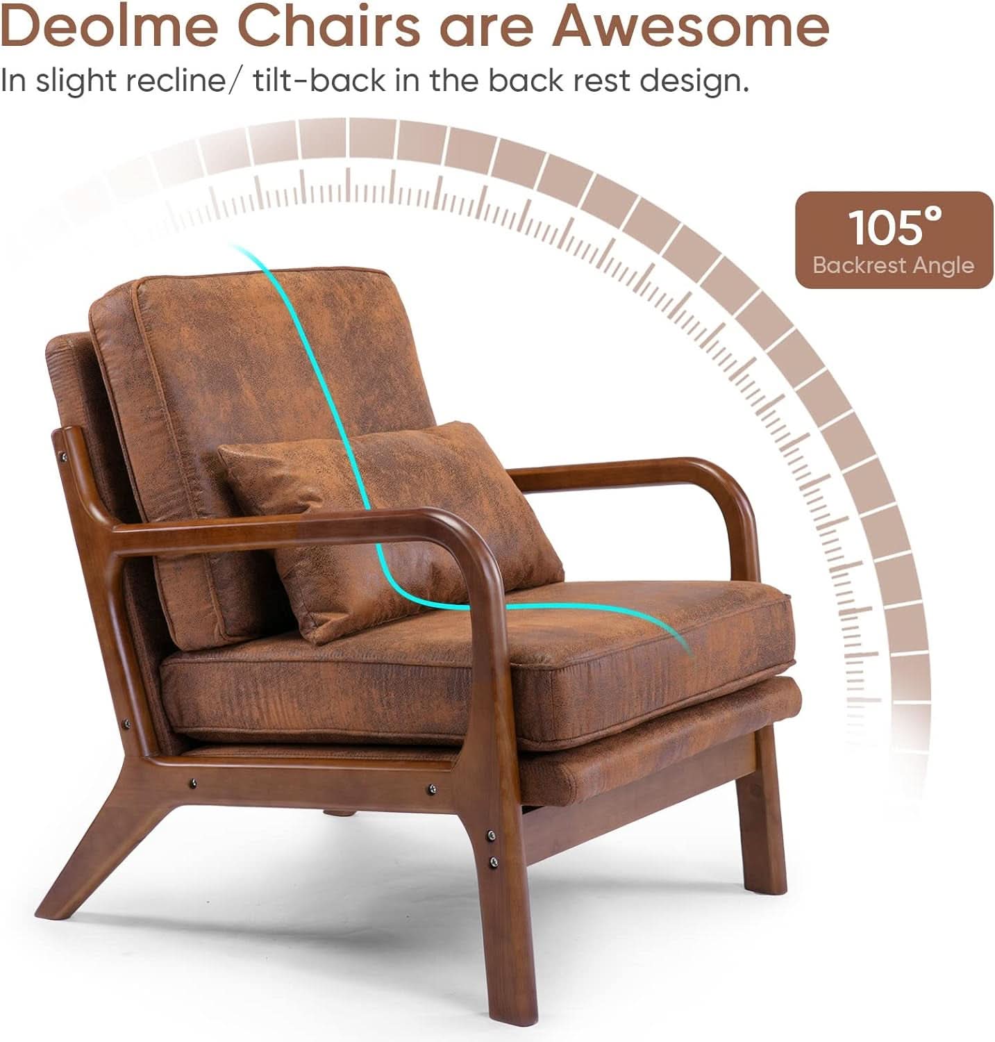Brown Microfiber Midcentury Modern Accent Chair Set